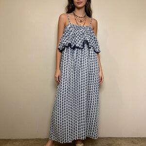 Polo Ralph Lauren White & Navy Paisley Print Boho Maxi Dress Size 14